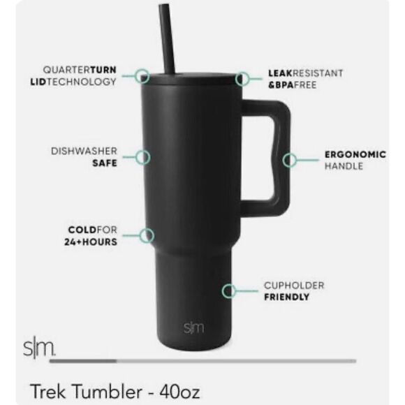 Simple Modern Halloween White Ghost 40oz Trek Tumbler - Picture 5 of 6